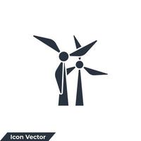 Ilustración de vector de logotipo de icono de turbina de viento. plantilla de símbolo de energía eólica para la colección de diseño gráfico y web