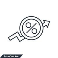 increase icon logo vector illustration. Percent up symbol template for graphic and web design collection