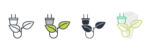 Eco plug icon logo vector illustration. bio energy symbol template for graphic and web design collection
