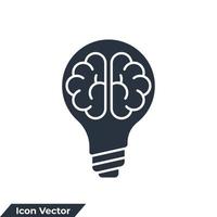 Brain in lightbulb icon logo vector illustration. Creative idea symbol template for graphic and web design collection