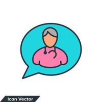 Ilustración de vector de logotipo de icono de consultoría en línea. plantilla de símbolo de médico profesional en línea para la colección de diseño gráfico y web
