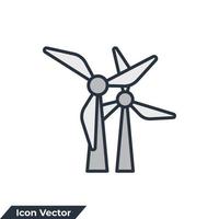 Ilustración de vector de logotipo de icono de turbina de viento. plantilla de símbolo de energía eólica para la colección de diseño gráfico y web