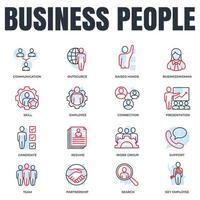 conjunto de personas de negocios icono logo vector ilustración. equipo, currículum, comunicación, presentación y más plantilla de símbolo de paquete para la colección de diseño gráfico y web