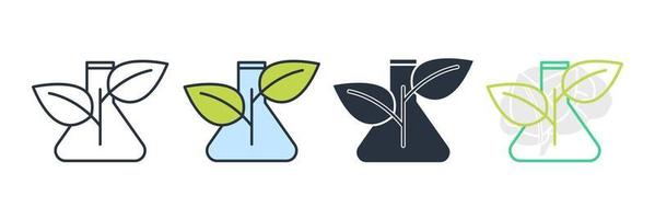 laboratory glass and plant icon logo vector illustration. innovation symbol template for graphic and web design collection