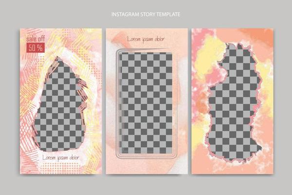 Watercolor set of social media post or status templates, vector and illustration status or banner, . used for backgrounds for stories and posts