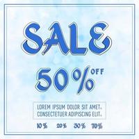 Season sale over winter blue abstract brush painted background vector illustration