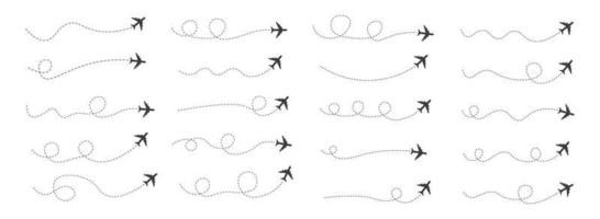 conjunto de ruta de avión de línea discontinua vector