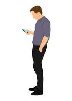 business man holding smart phone vector illustration concept business with phone connection