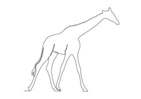 Continuous line drawing giraffe isolated on white background vector illustration