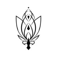 Floral graphic ornament vector element. Lily, lotus. For tattoo, logo, emblem, icon