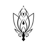 Floral graphic ornament vector element. Lily, lotus. For tattoo, logo, emblem, icon