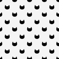 Cats heads seamless pattern. Black and white graphic background. vector
