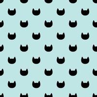 Cats heads seamless pattern. Blue and black graphic background. vector