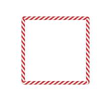 Christmas candy cane square frame with red and white striped. Xmas border with striped candy lollipop pattern. Blank christmas and new year template. Vector illustration isolated on white background
