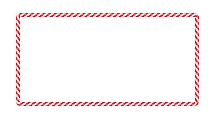 Christmas candy cane rectangle frame with red and white stripe. Xmas border with striped candy lollipop pattern. Blank christmas and new year template Vector illustration isolated on white background