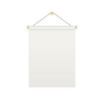 Empty white rectangle bunting pennant. Hanging realistic pennant or flag with rope. Bunting flag mock up. Blank realistic template. Vector illustration isolated on white background