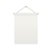 Empty white rectangle bunting pennant. Hanging realistic pennant or flag with rope. Bunting flag mock up. Blank realistic template. Vector illustration isolated on white background