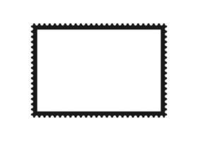 Postage stamp frame. Empty border template for postcards and letters. Blank rectangle and square postage stamp with perforated edge. Vector illustration isolated on white background