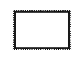 Postage stamp frame. Empty border template for postcards and letters. Blank rectangle and square postage stamp with perforated edge. Vector illustration isolated on white background