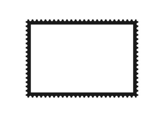 Postage stamp frame. Empty border template for postcards and letters. Blank rectangle and square postage stamp with perforated edge. Vector illustration isolated on white background