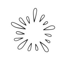 Hand drawn firework. Star burst. Sunburst doodle icon. Hand drawn explosion frame. Sparkles set with radial lines. Explosion vintage effects. Vector illustration isolated on white background.