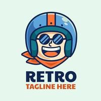 divertido diseño de logotipo de casco de piloto retro vector