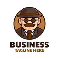 Mustache Businessman Logo Design vector