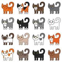 Various Cats Seamless Pattern Set vector