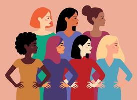 Women Different Nationalities Cultures Ethnicity Together vector