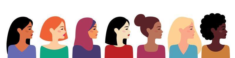 Women Different Nationalities Cultures Ethnicity Together vector