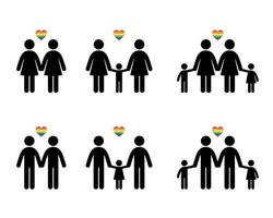 conjunto de iconos de la familia lgbt vector