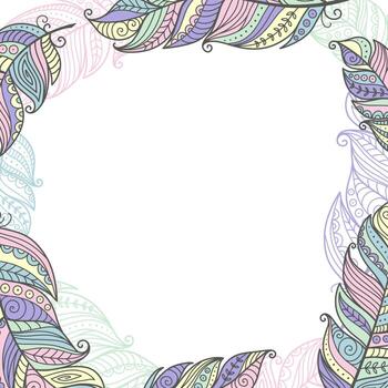 pluma de colores de marco de estilo boho vector