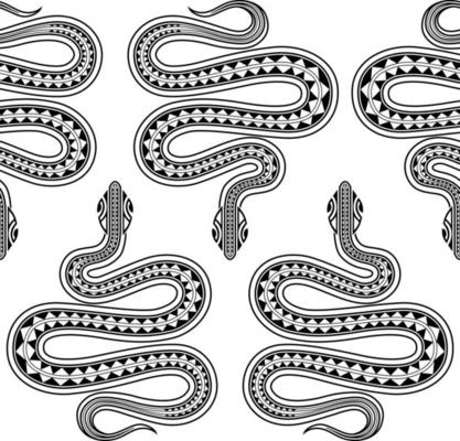 Seamless exotic pattern with snakes maori tattoo style. Animals background.