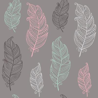 Boho Seamless Pattern Feathers