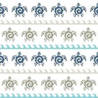Seamless pattern with sea turtles. Marine life. Maori pattern. Stylish background. vector