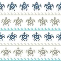 Seamless pattern with sea turtles. Marine life. Maori pattern. Stylish background. vector