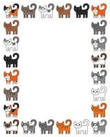 Cats square frame with text place vector