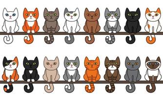 Seamless different cats border vector