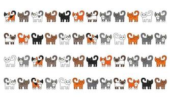 Seamless different cats border vector