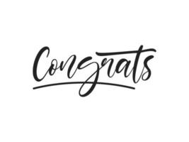 Congrats text lettering calligraphy with Black ornament isolated on white background. Greeting Card Vector Illustration.
