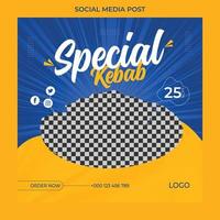 Food social media post and menu promotion banner frame template for restaurant or cafe. high resolution. vector