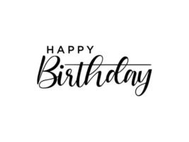 Happy Birthday text lettering calligraphy with Black ornament isolated on white background. Greeting Card Vector Illustration.