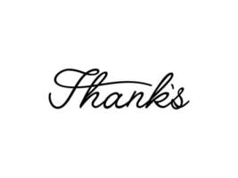 Thank You Lettering. Black Text Handwriting Calligraphy with Line isolated on White Background. Usable for Posters, Banners and Greeting Cards. Flat Vector Design Template Element