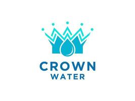Blue King Crown and Water Sea for Boat Ship logo design. Usable for Business and Branding Logos. Flat Vector Logo Design Template Element.