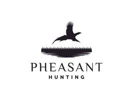 Beauty Flying Pheasant Silhouette Logo design. Usable for Business and Branding Logos. Flat Vector Logo Design Template Element.