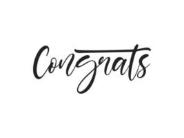 Congrats text lettering calligraphy with Black ornament isolated on white background. Greeting Card Vector Illustration.