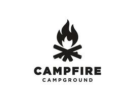 diseño de logotipo retro vintage de llama de fuego de campamento de hoguera. utilizable para logotipos comerciales y de marca. elemento de plantilla de diseño de logotipo de vector plano.