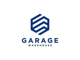 Abstract Hexagon Cube Garage Warehouse logo design inspiration. Usable for Business and Branding Logos. Flat Vector Logo Design Template Element.