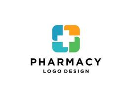 Inspiración en el diseño del logotipo del patrón del hospital médico de la farmacia cruzada artística. utilizable para logotipos comerciales y de marca. elemento de plantilla de diseño de logotipo de vector plano.