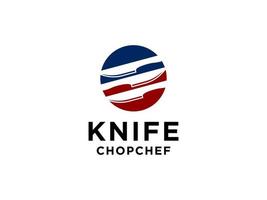 cuchillo, chuleta, inspiración para el diseño del logotipo del chef. utilizable para logotipos comerciales y de marca. elemento de plantilla de diseño de logotipo de vector plano.